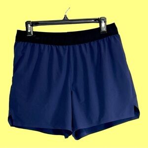 All In Motion Mens Athletic Shorts Built-in Brief Dark Blue with Black Trim M